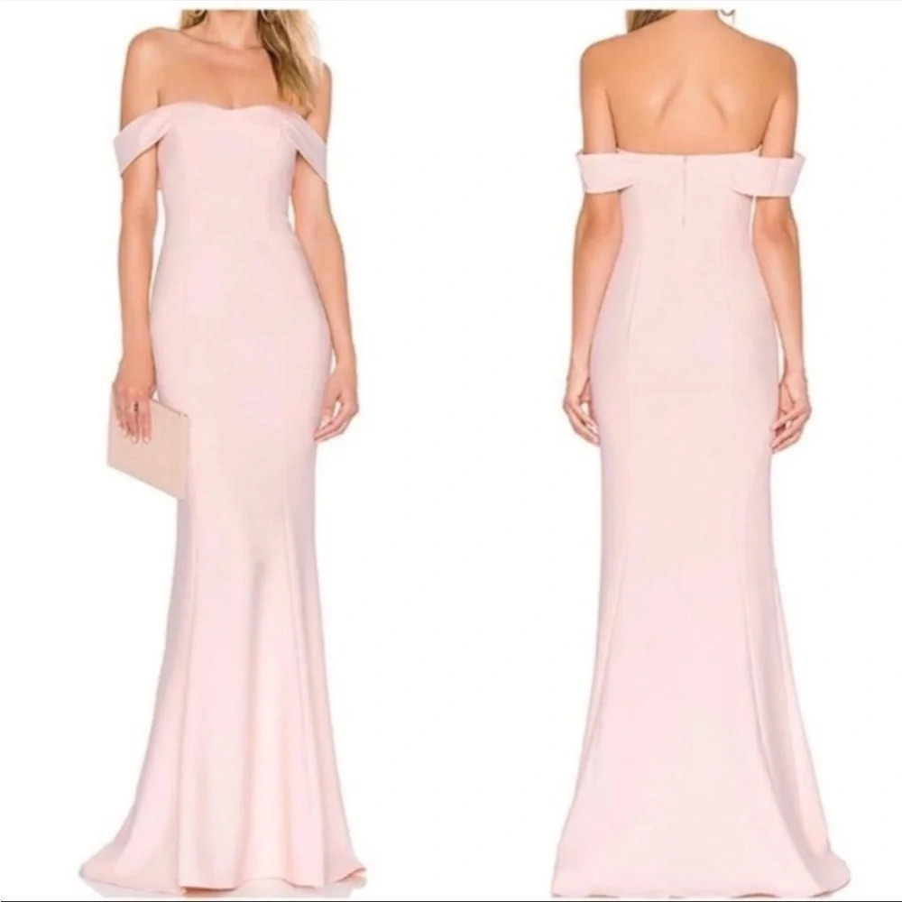 Likely Blush Pink Off-Shoulder Maxi Gown